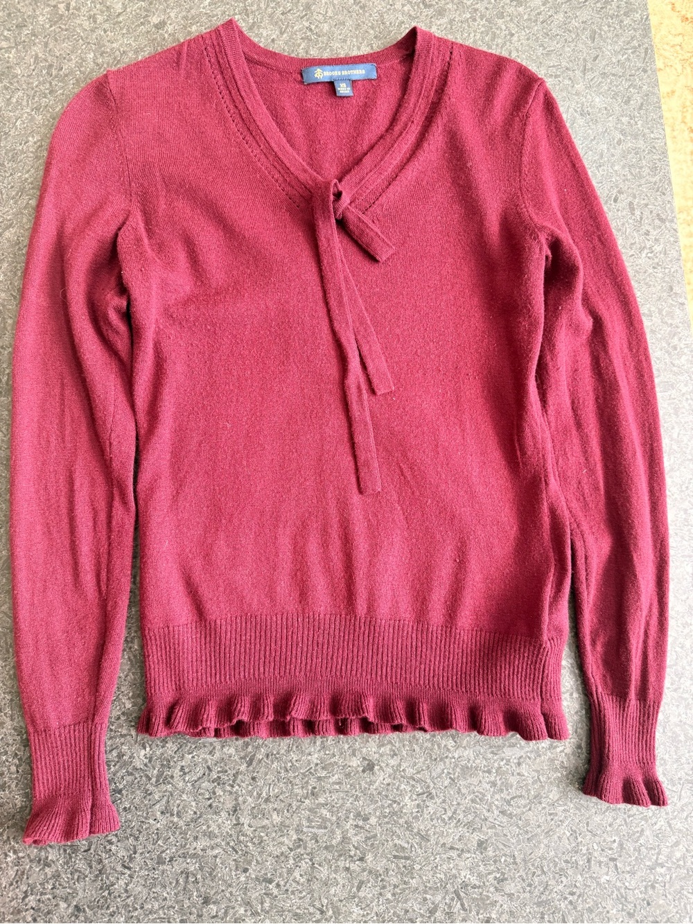 Brooks Brothers XS Burgundy Wool Blend Tie Neck Sweater